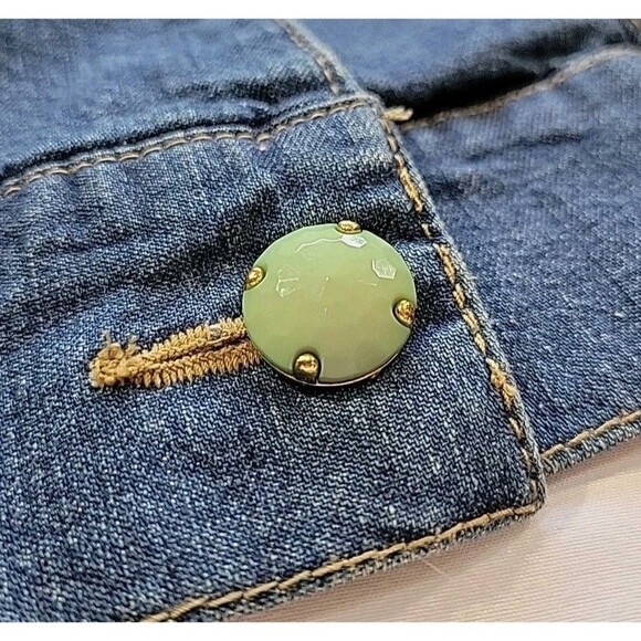 Coldwater Creek Denim Jacket Green Jeweled Buttons Southwestern Boho Size Large - Picture 8 of 14